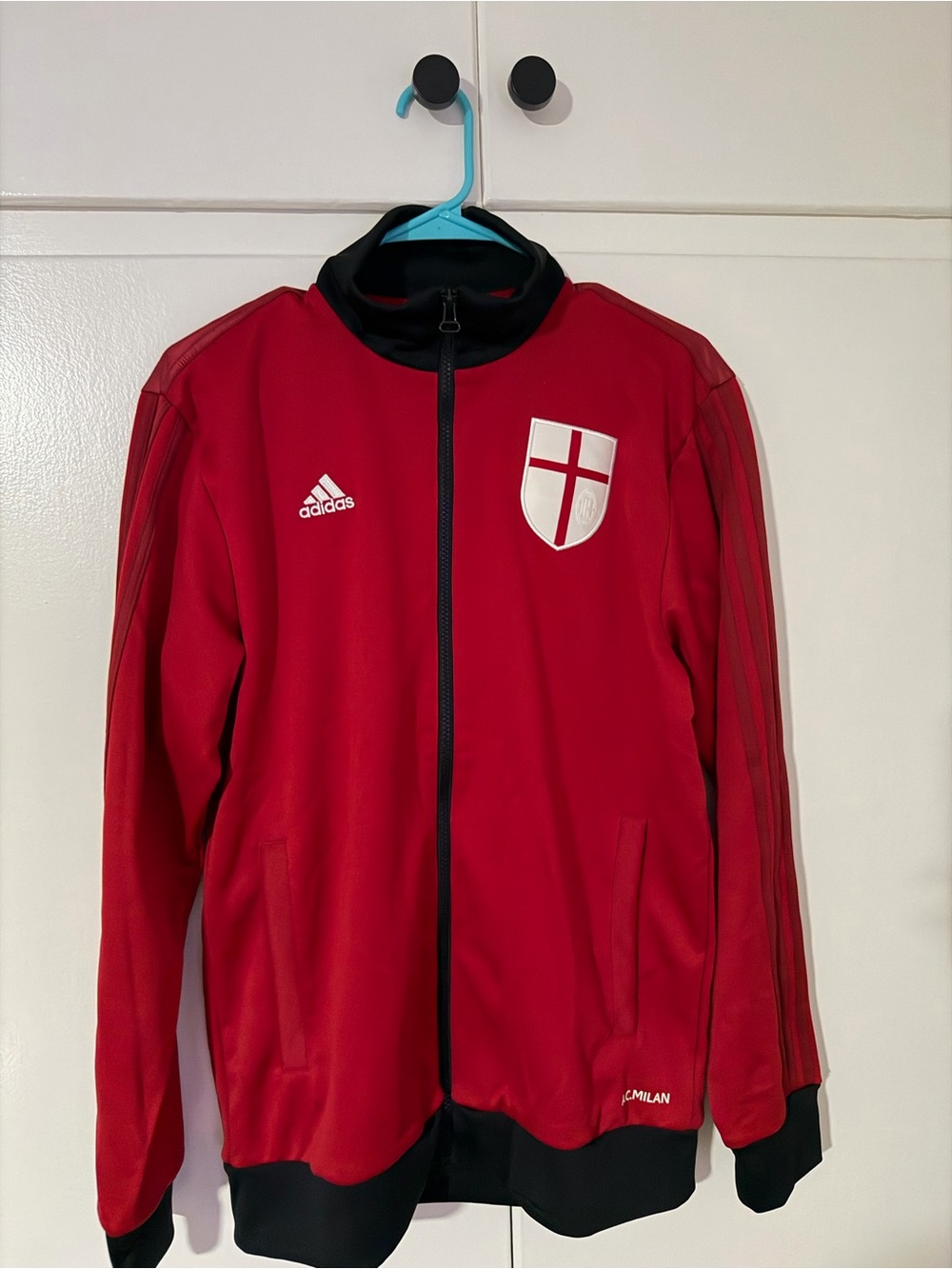 adidas Red Full-Zip Bomber Jacket with Black Trim